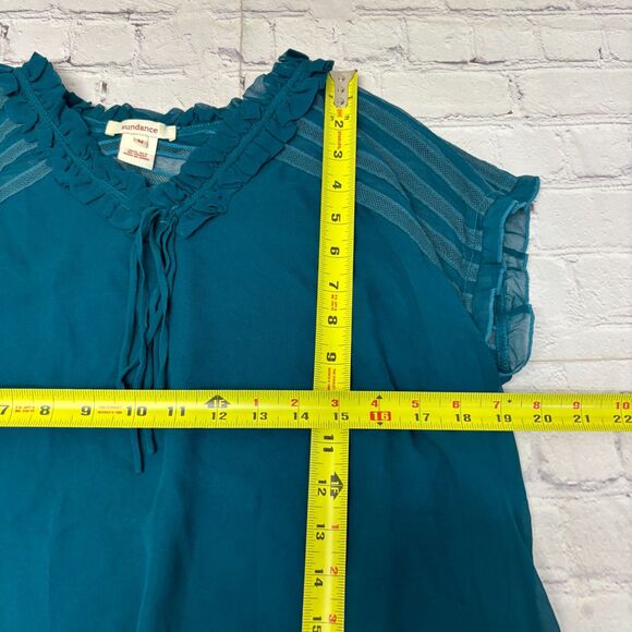Sundance Women Sheer Ruffle 100% Silk Blouse Top Shirt Size Medium C037 -6 - Picture 3 of 14